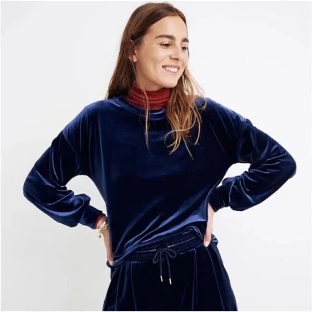 MadeWell Velvet Balloon-Sleeve Sweatshirt Women Size M